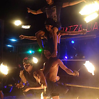 A big pile of four very talented fireboys..