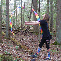 Rainbow tails in the woods with my cat =^-^=