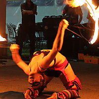 Cookie Monster with Fire Fans