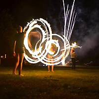Fire Hooping Fireworks
