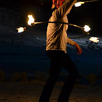 Double Fire Hooping in the Dead of Winter
