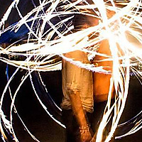 Engulfed in flames .