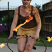 fire hooping giraffe