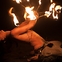 Spinning fire on fairy lake