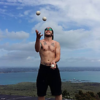 Chris-Ballz at the top of Rangitoto