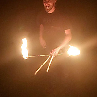 My first try at fire devil sticks