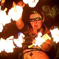 Nikki Steez with Fire Fans at Fractalfest