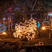 Rogue  flame solo performer at Wonderland Festival Germany using Dragon staff