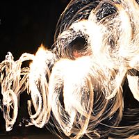 Impromptu fire show, Jugglers Rest hostel, New Zealand