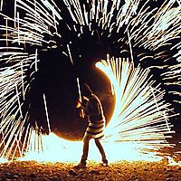 Steel poi on the Bealey Flats River bed in Arthurs Pass New Zealand