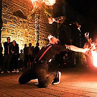 Fire burning and fire fans