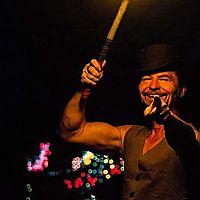 Laughing with audience.