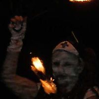Fire twirling zombie nurse