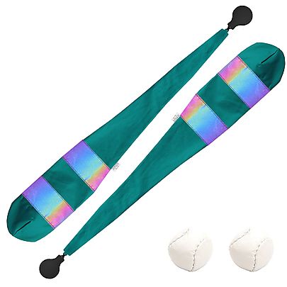  knob, Pair of Pro Knob Rainbow Reflective Stripe Poi