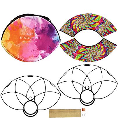  Light Weight Fire Fans, Pair of Lotus Petal Fire Fans with 2 inch wick Kit - Make Your Own