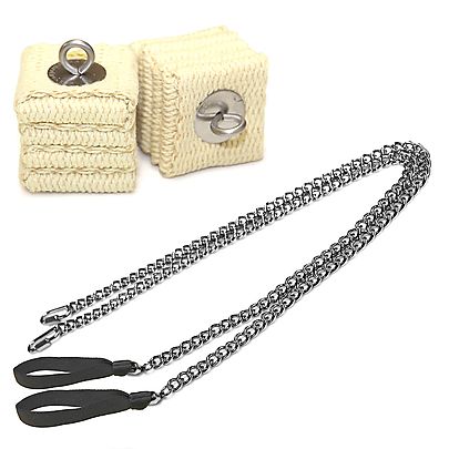  Pair of Pro Strap Chain 2 Inch 50mm Weka Fire Poi with Carry Bag, Pair of Pro Strap Chain - Medium - Cathedral Fire Poi with Carry Bag