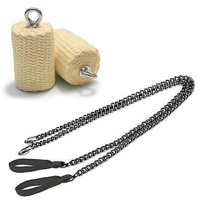  Small Fire Poi, Pair of Pro Strap Chain - 2.5 Inch / 65mm - Mura Fire Poi with Carry Bag