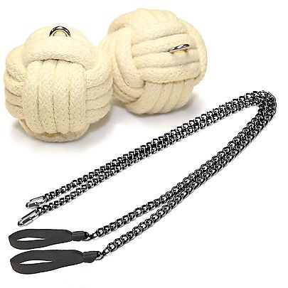  Monkeyfist Fire Poi, Pair of Pro Strap Chain - Large - Monkey Fist Fire Poi with Carry Bag