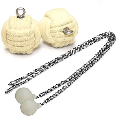  fire, Pair of Pro Glow Knob Chain - Medium - Monkey Fist Fire Poi with Carry Bag