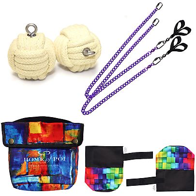  fire poi bag, Pair of Pro Medium Monkey Fist Fire Poi