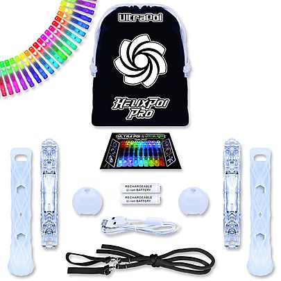 LED Poi Set Flow Rave Dance UltraPoi Best Light Up Glow Poi Vortex Poi w/ UltraKnobs Spinning Light Toy 