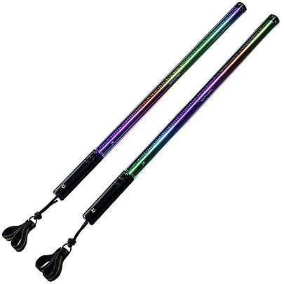  Pair of One piece Cone Poi with Soft Poi Weights, Pair of Ignis Pixel 200 HD 400 LEDs