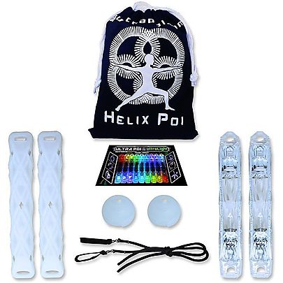  Christmas Poi Pack with Soft Poi Weights, Helix LED Poi Set