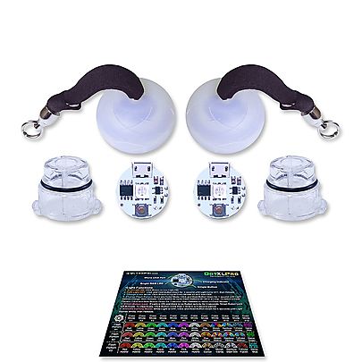  Pair of Fluffy Poi with ColeCord Handles, Pair of UltraKnob Pro Swivel Handles - DotXLPro