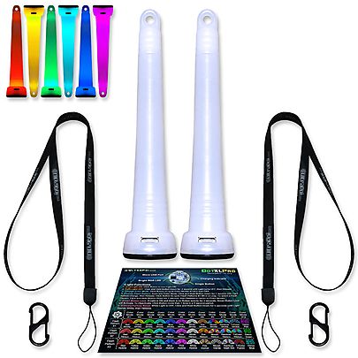  Pair of Designed Rainbow Reflective Poi with Soft Poi Weights, Pair of Digi LED Glow Sticks