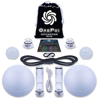  DVD Partner Poi, Orb Poi with UltraKnob Pro LED Contact Poi Set
