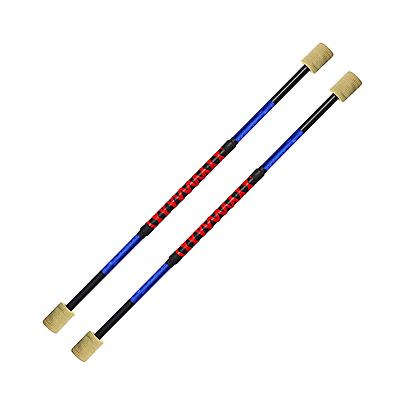  Baton, Pair of Short Twirling Fire Batons with Leather Binding