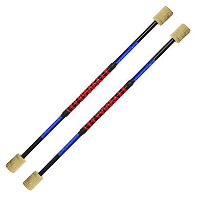  Twirling Baton, Pair of Short Twirling Fire Batons with Leather Binding